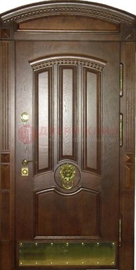 Хорошая стальная арочная дверь с декоративным элементом ДА-23 в Перми