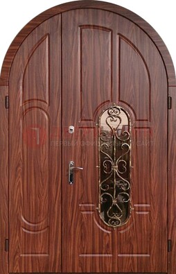 Арочная двухстворчатая стальная дверь Винорит ДА-54 в Перми