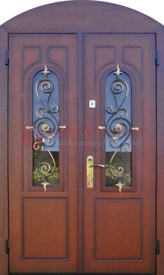 Двухстворчатая стальная дверь Винорит в форме арки ДА-55 в Перми