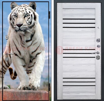 Стальная дверь с фотопечатью тигра ДФ-12 в Перми