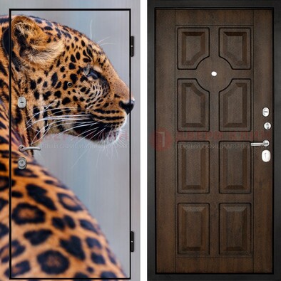 Металлическая дверь с фотопечатью леопарда ДФ-26 в Перми