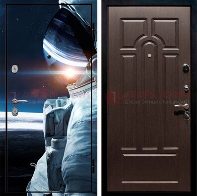 Стальная дверь с фотопечатью космонавта ДФ-4 в Перми