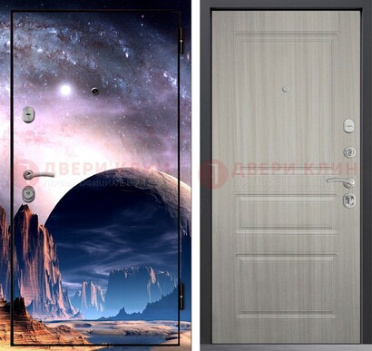 Железная дверь с фотопечатью космоса и планеты ДФ-50 в Орехово-Зуево