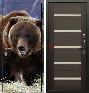 Железная дверь с фотопечатью медведя ДФ-7 в Перми