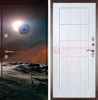 Стальная дверь с фотопечатью планет ДФ-8 в Перми
