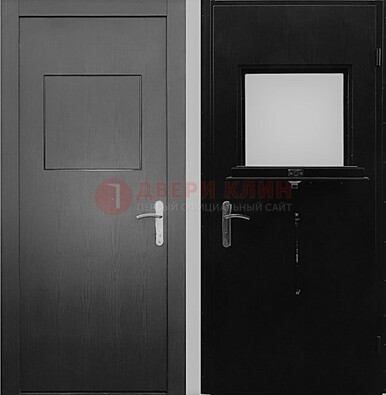 Черная стальная дверь в кассу ламинат внутри ДКС-3 в Перми
