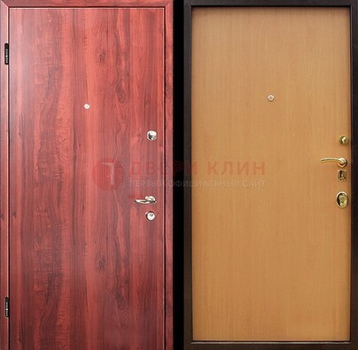 Красная железная дверь с ламинатом ДЛ-3 в Перми