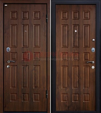Коричневая металлическая дверь с МДФ ДМ-156 для квартиры в Перми