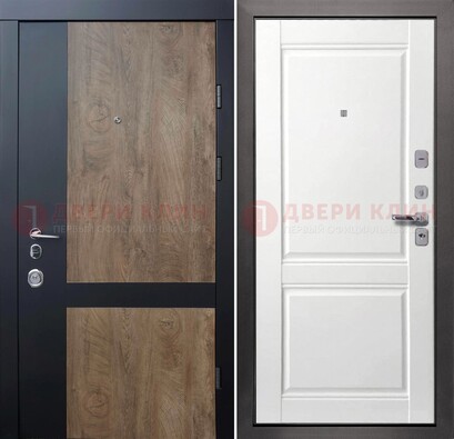 Черно-коричневая входная дверь с терморазрывом и МДФ ДМ-192 в Перми