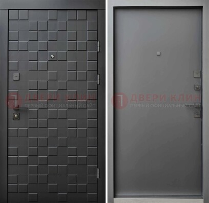 Темная стальная филенчатая дверь с МДФ ДМ-221 в Перми