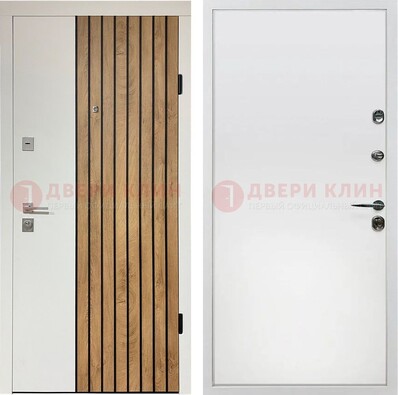 Белая с коричневой вставкой филенчатая дверь МДФ ДМ-278 в Перми