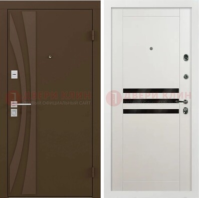 Стальная коричневая дверь с МДФ панелями ДМ-293 в Перми