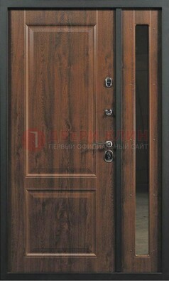Темная железная дверь с панелью МДФ с зеркалом ДМ-338 в Перми
