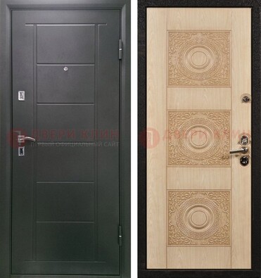 Темная железная дверь с МДФ в квартиру ДМ-344 в Перми