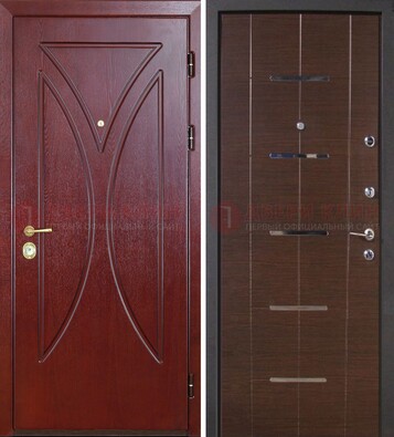 Темно-красная железная дверь с МДФ ДМ-370 в Перми