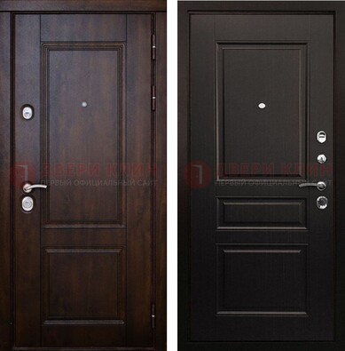 Классическая железная дверь с темными МДФ панелями ДМ-390 в Перми