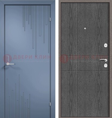 Синяя металлическая дверь МДФ в квартиру ДМ-434 в Перми