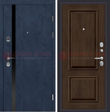 Синяя входная дверь МДФ с обеих сторон ДМ-473 в Перми