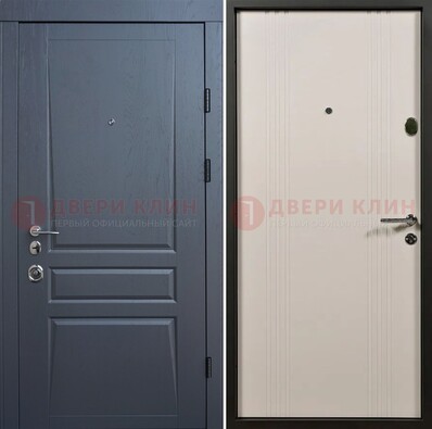 Темно-серая стальная дверь с МДФ хайтек ДМ-481 в Перми