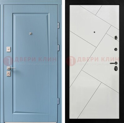Синяя железная дверь с МДФ панелями ДМ-491 в Перми