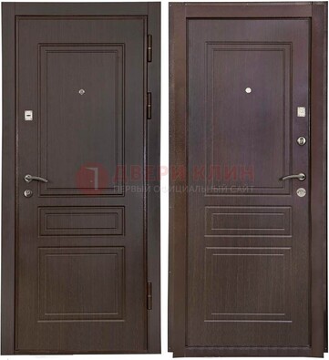 Антивандальная коричневая железная дверь с МДФ ДМ-61 в Перми