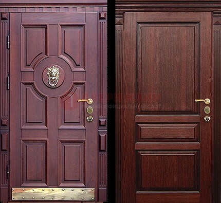 Темная входная дверь с массивом дуба с декоративной вставкой ДМД-6 в Перми
