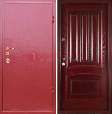 Красная металлическая дверь с порошковым напылением ДП-165 в Перми