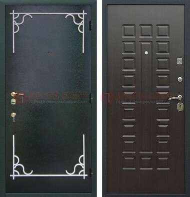 Темная входная дверь с порошковым покрытием и МДФ венге ДП-223 в Перми