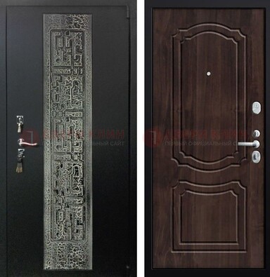 Темная входная дверь с порошковым покрытием и МДФ внутри ДП-224 в Перми