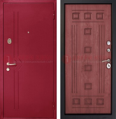 Красная железная дверь с порошковым напылением ДП-242 в Перми