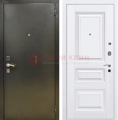 Железная темно-серая дверь с порошковым напылением и белой МДФ ДП-274 в Перми