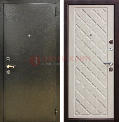 Темно-серая железная дверь с порошковым покрытием и филенчатой МДФ ДП-289 в Перми