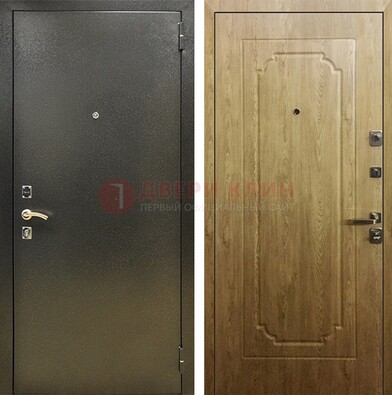 Темно-серая входная дверь с порошковым покрытием и МДФ Золотой дуб ДП-291 в Перми