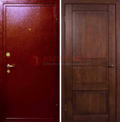 Красная железная дверь с порошковым окрасом ДП-58 в Перми