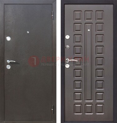 Коричневая железная дверь с порошковым окрасом ДП-63 в Перми