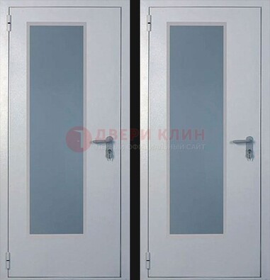 Белая металлическая противопожарная дверь с декоративной вставкой ДПП-5 в Перми