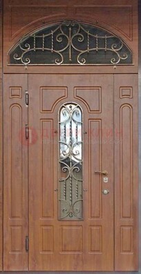 Одностворчатая парадная дверь Винорит со стеклом и ковкой ДПР-105 в Перми