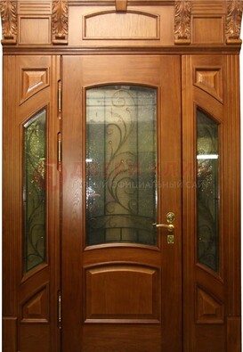 Парадная дверь со стеклянными вставками и ковкой ДПР-36 для дома в Перми