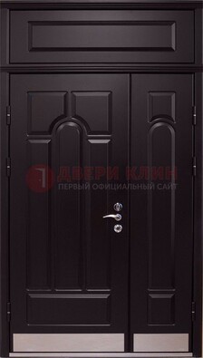 Парадная дверь с металлическими вставками ДПР-47 и фрамугой в Перми