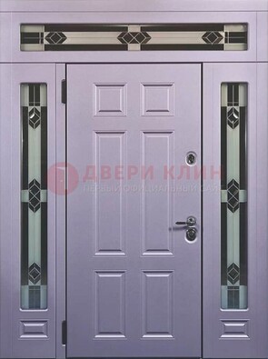 Филенчатая железная парадная дверь с фрамугами ДПР-82 в Перми