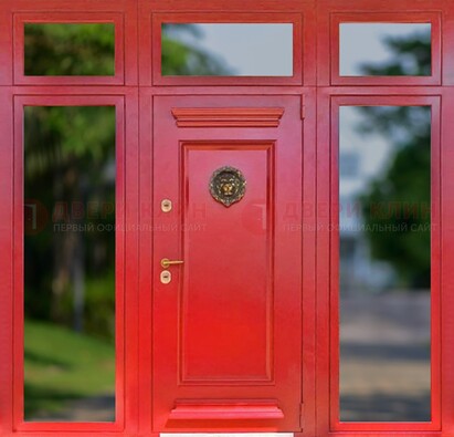 Красная парадная дверь для частного дома ДПР-88 в Перми