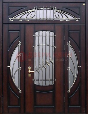 Парадная дверь со стеклянными вставками и ковкой ДПР-9 для улицы в Перми