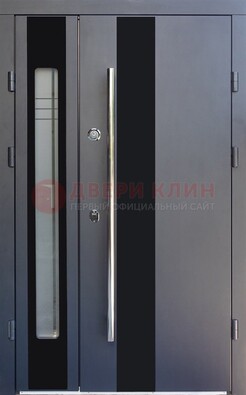 Серая стальная дверь со стеклом ДС-11 в Перми