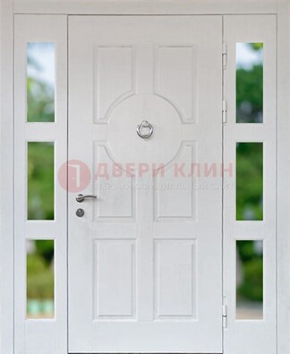 Белая стальная дверь со стеклом и фрамугами ДС-20 в Перми