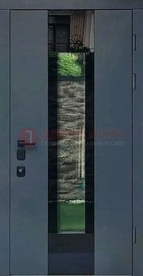 Современная дверь со стеклом для коттеджа ДС-40 в Перми