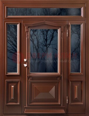 Коричневая металлическая дверь со стеклом ДС-67 в Перми