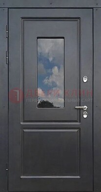 Чёрная металлическая дверь со стеклом ДС-77 в Перми