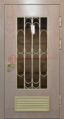 Железная дверь Винорит со стеклом и ковкой с решеткой ДСК-265 в Перми