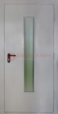 Белая металлическая противопожарная дверь со стеклянной вставкой ДТ-2 в Перми