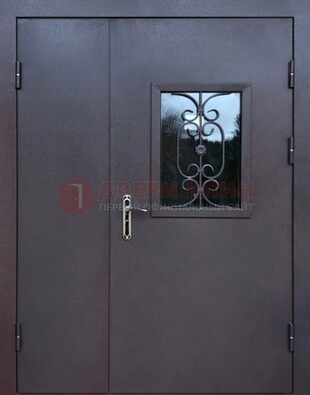 Тамбурная дверь Порошок со стеклом и ковкой ДТМ-48 в Перми